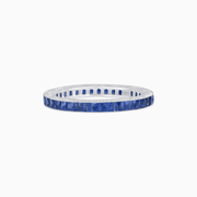 Art Deco Full Eternity Band – French - Cut Blue Sapphire in 18K White Gold - Shahin Jewelry